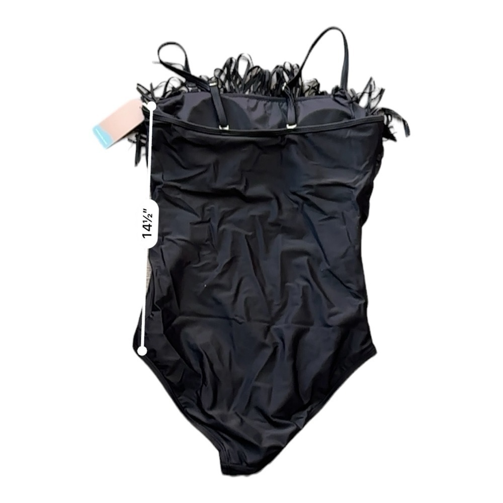 Smismivo Swimsuit Solid Black Fringe Women’s Size Medium Removable Straps NWT - Picture 9 of 9